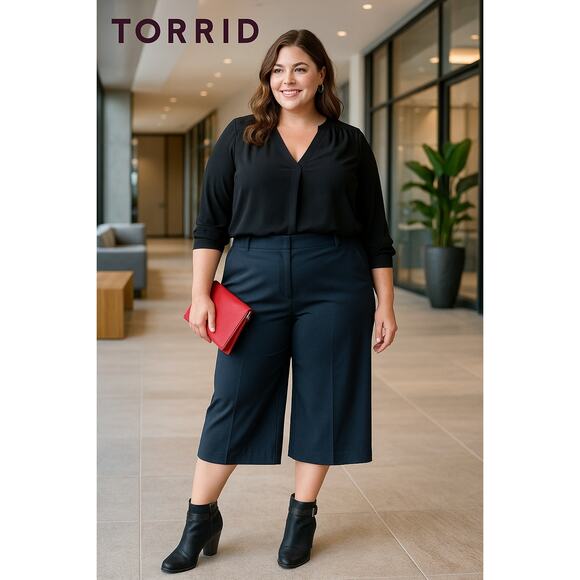 Torrid Dark Gray Dress Gaucho Pants Sz. 18 - Picture 1 of 7